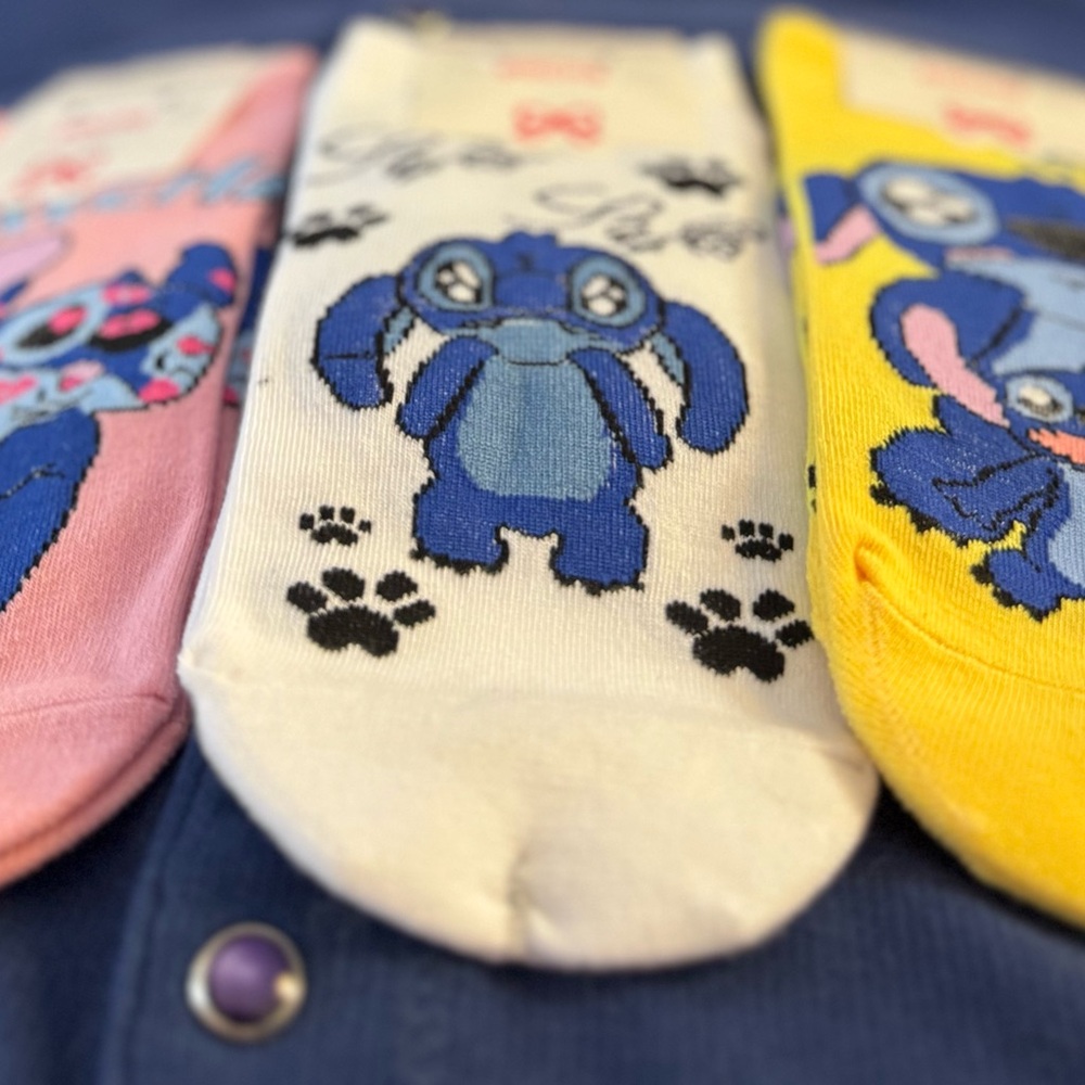 3 Stitch Character Socks Set